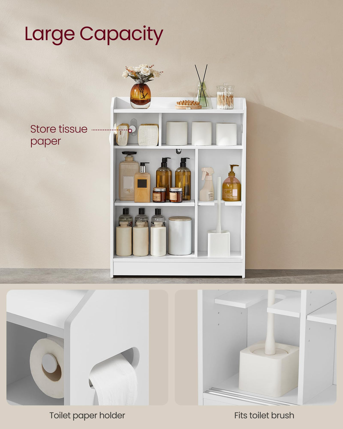 Slim Bathroom Storage Cabinet with Sliding Doors W579