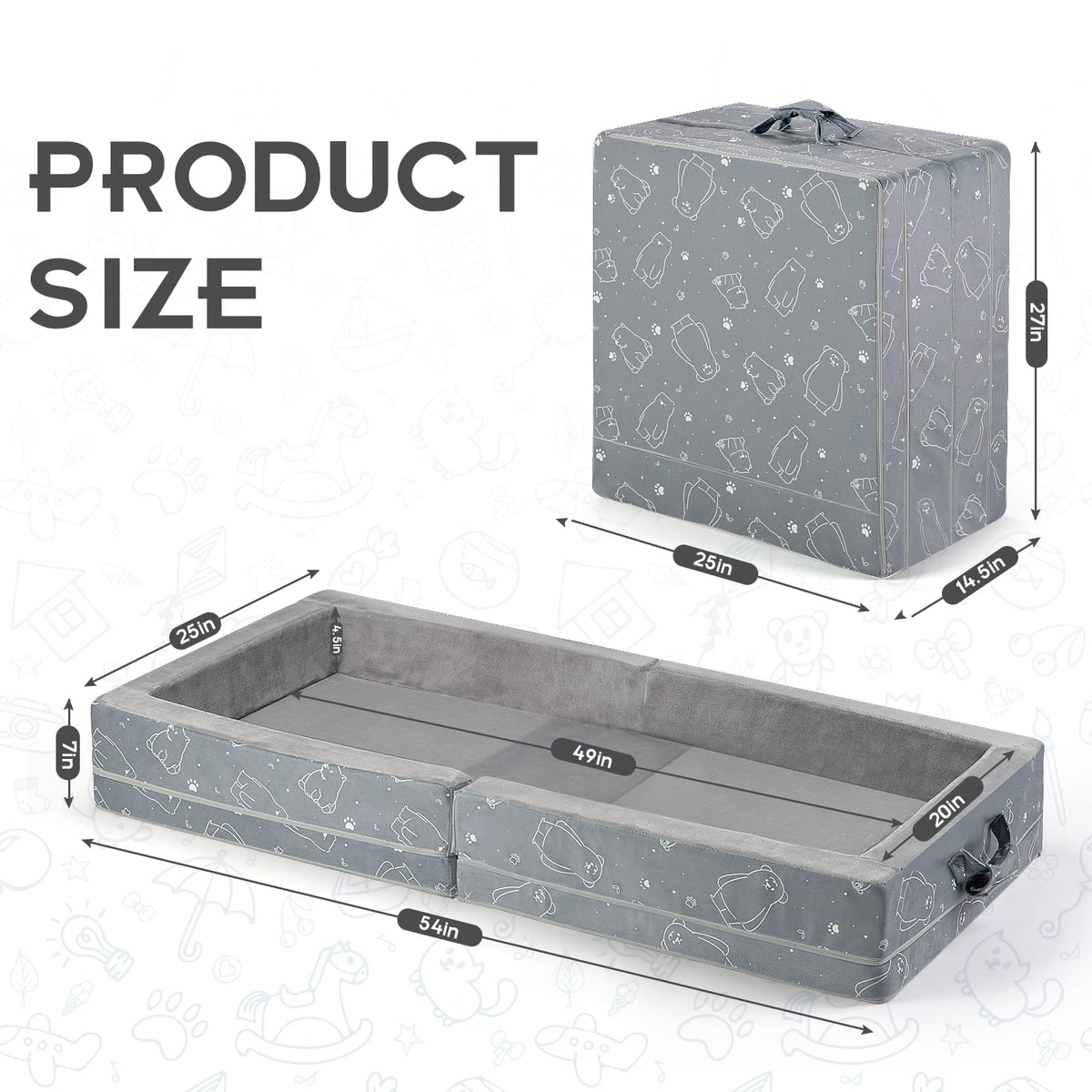 Portable Foldable Soft Foam Toddler Travel Bed S721709