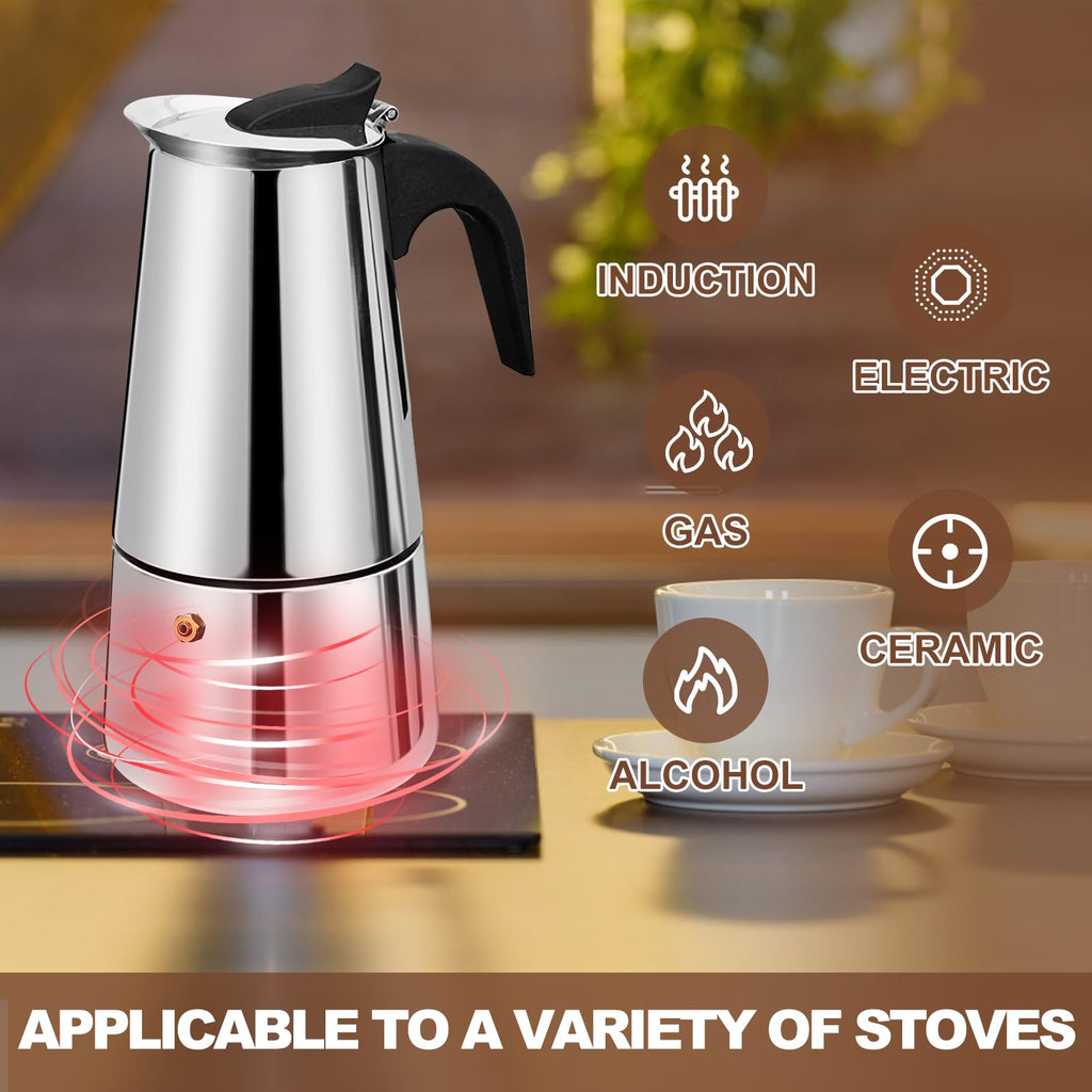 12 Cup Stainless Steel Stovetop Espresso Moka Pot 600ml M5301