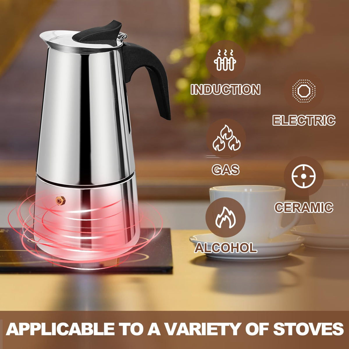 12 Cup Stainless Steel Stovetop Espresso Moka Pot 600ml M5301