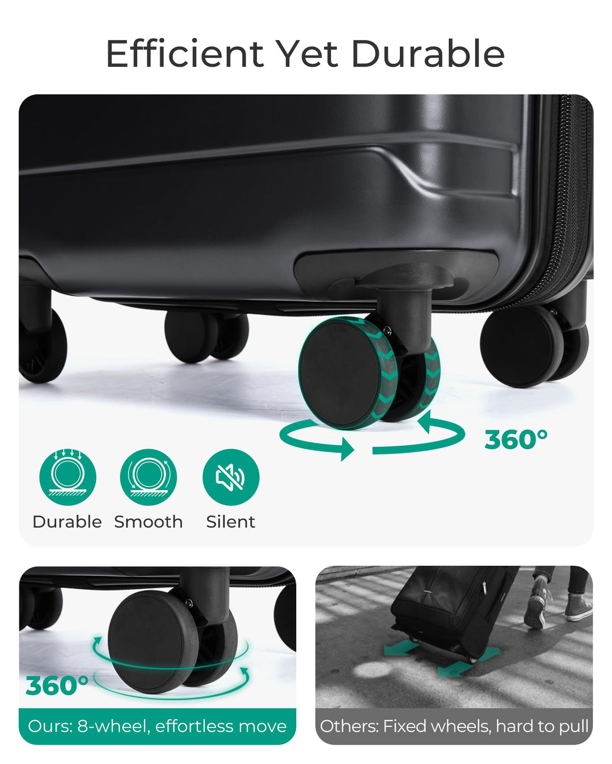 Expandable Spinner Carry-On Luggage 20" Black Y6350
