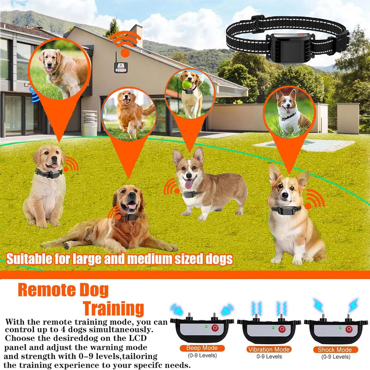 Wireless Dog Fence & Electric Training Collar with Remote C1730