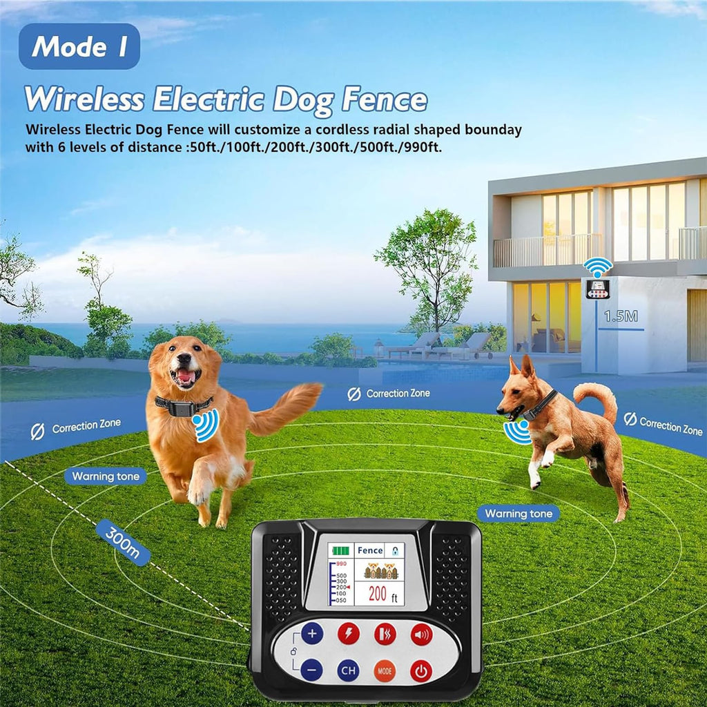 Wireless Dog Fence & Electric Training Collar with Remote C1730