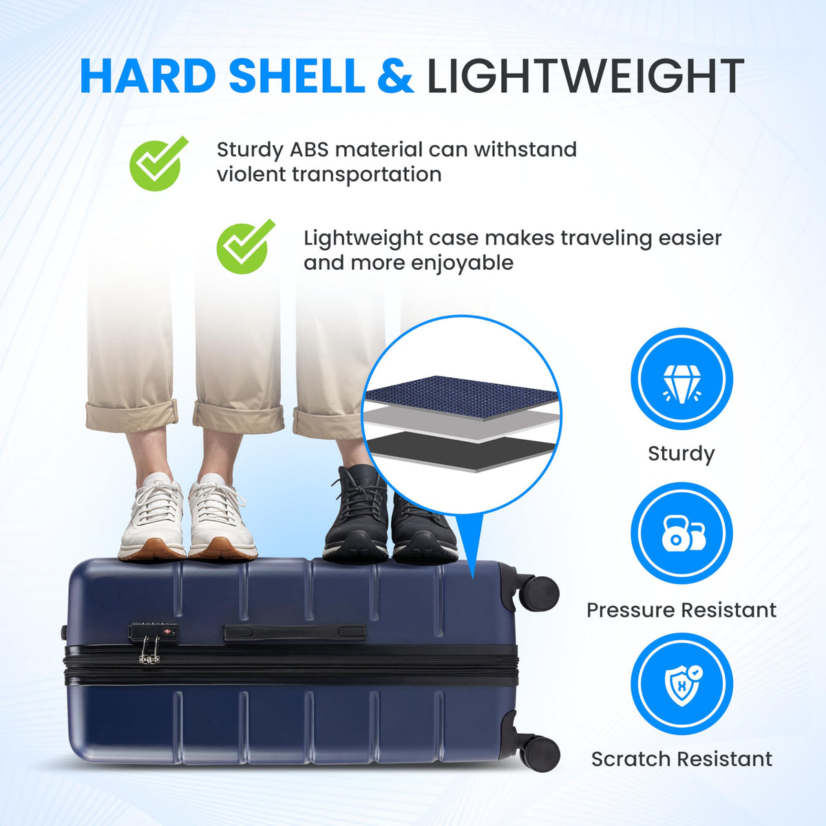 20 Inch Expandable Hardside Carry On with Spinner Wheels Blue A881750