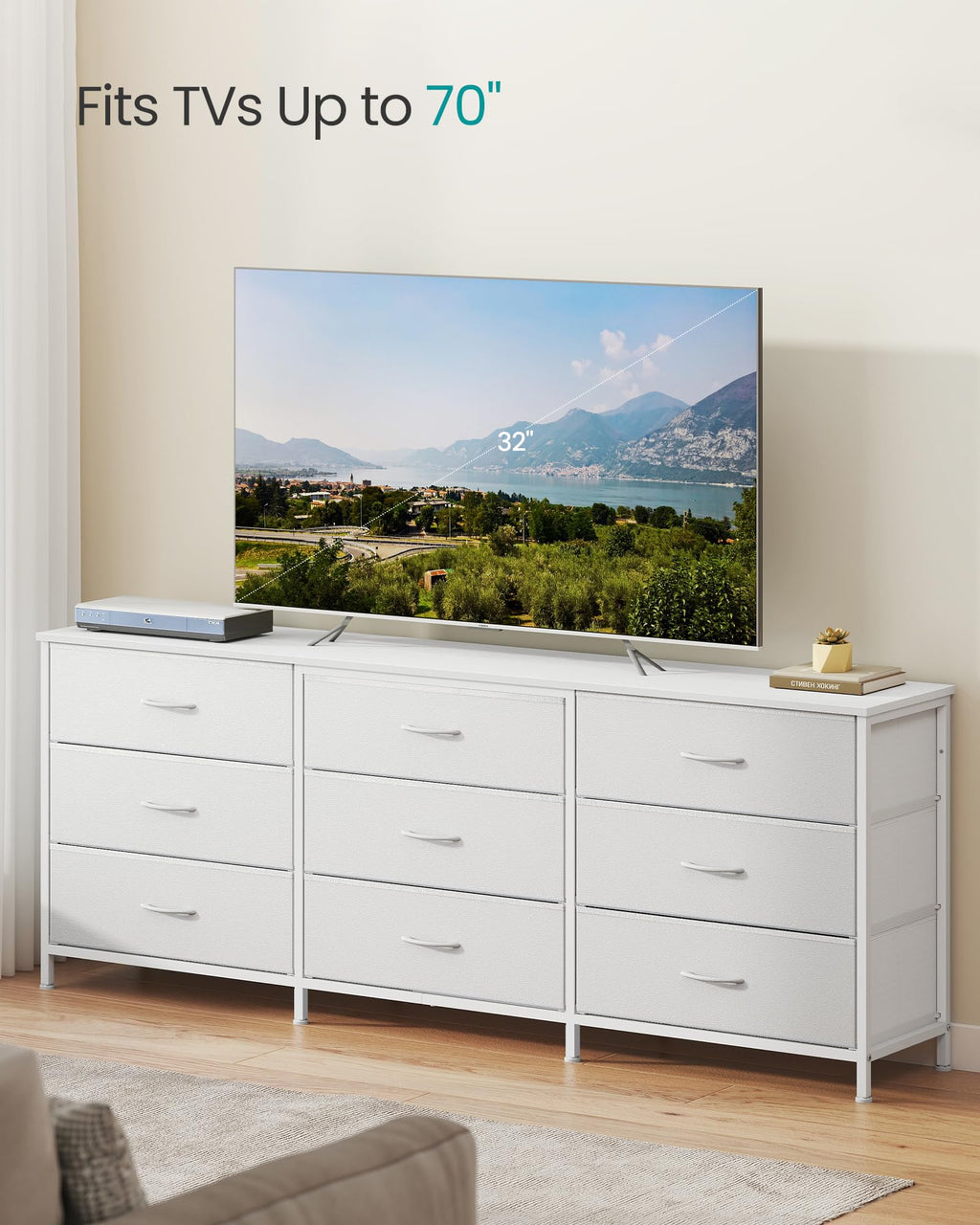 9 Fabric Drawers Dresser TV Stand R8697
