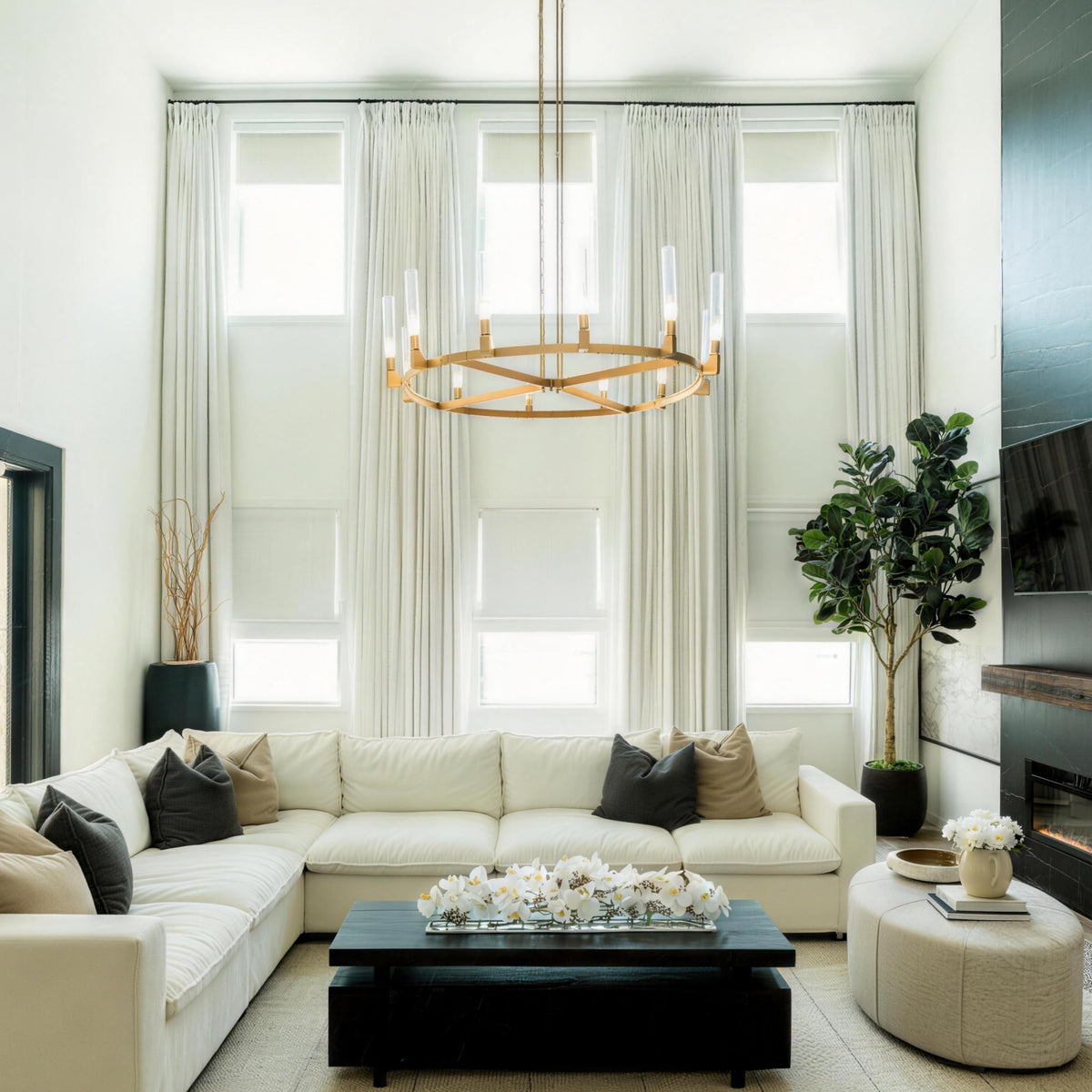 Linen Pinch Pleated Blackout Curtain 1 Panel W461765