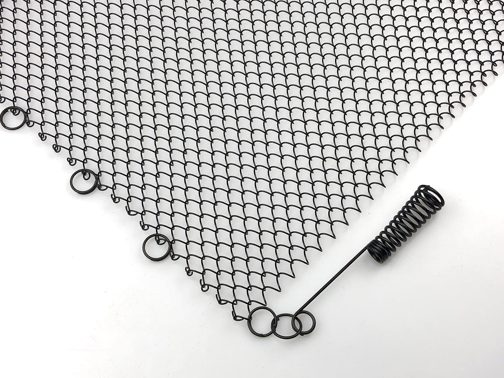 Black Fireplace Mesh Screen Curtain, Two Panels E69676