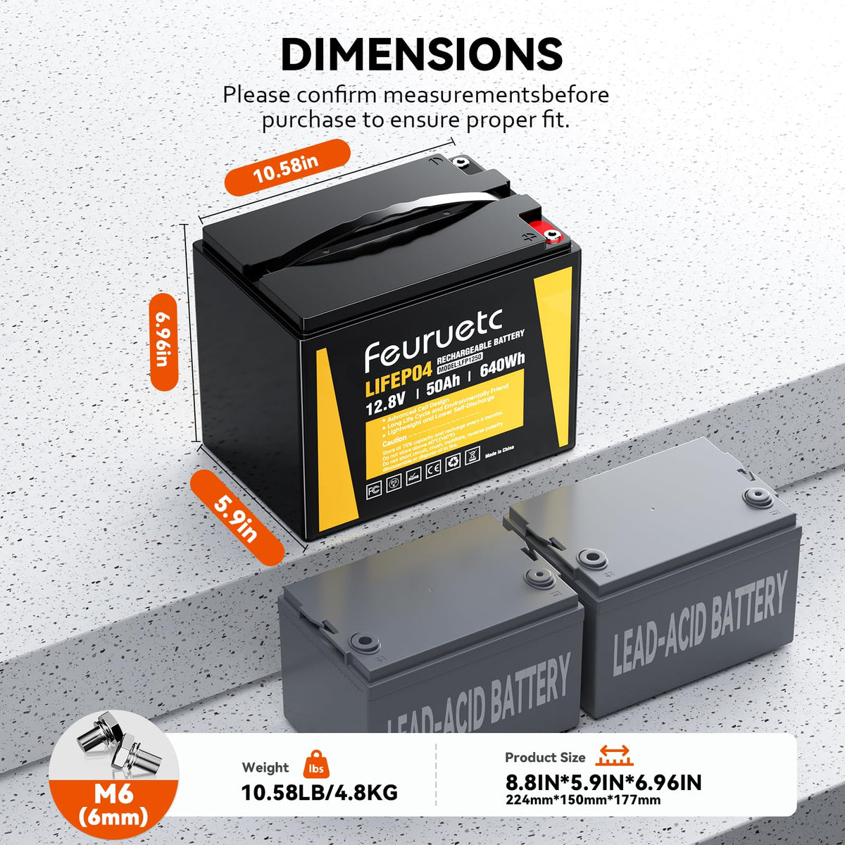 12V 50Ah LiFePO4 Lithium Battery with 50A BMS U6997