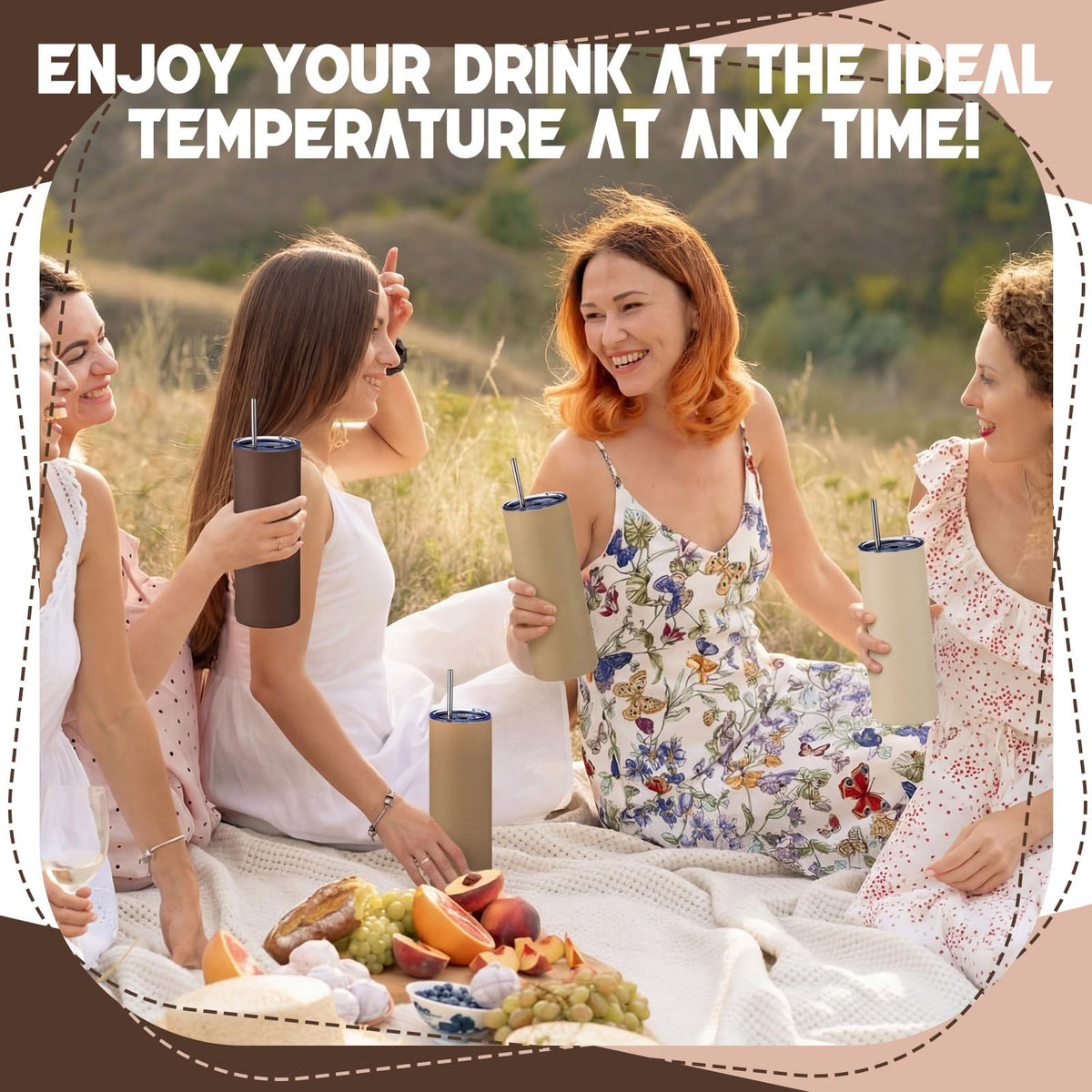 8 Pcs 20oz Insulated Stainless Steel Tumbler with Lid and Straw D4551