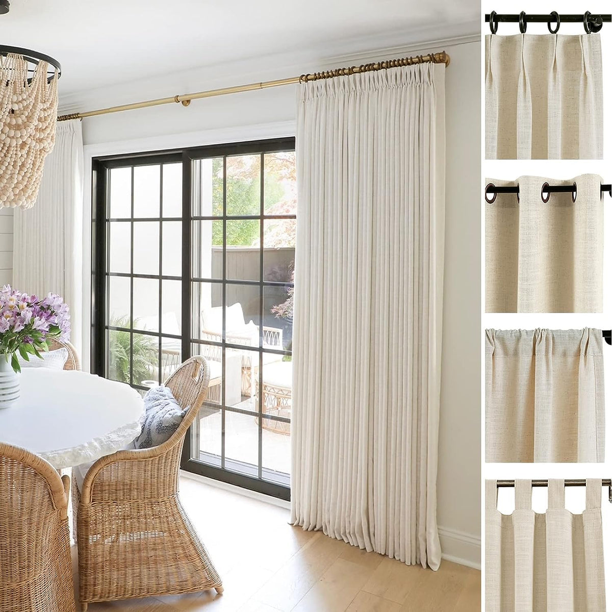 Linen Pinch Pleated Blackout Curtain 1 Panel W461765
