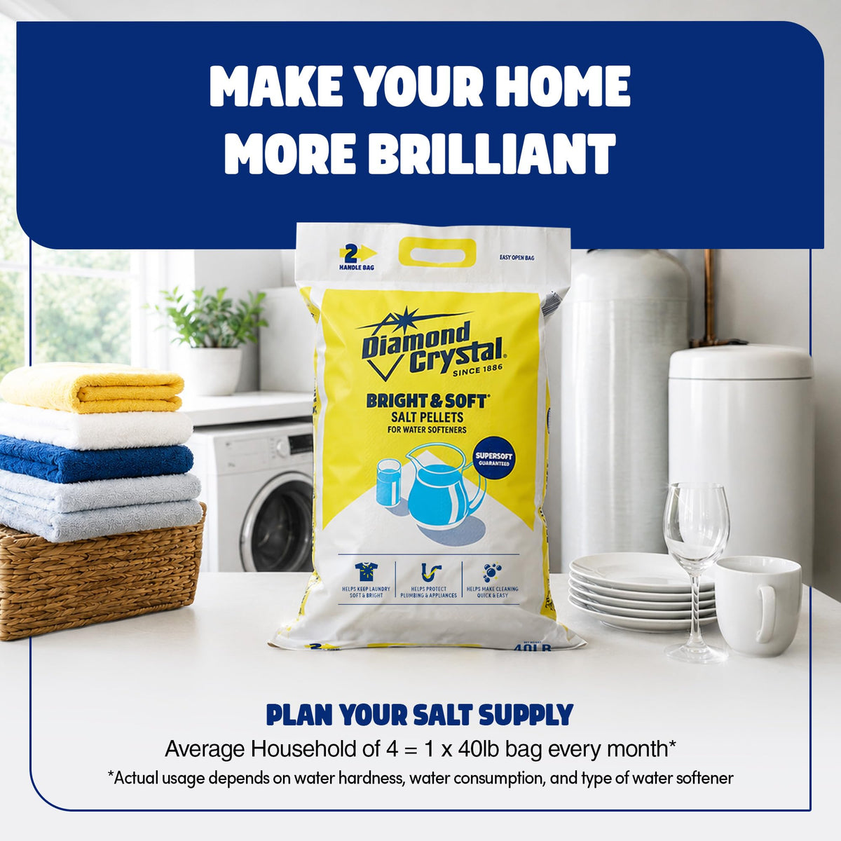 3 Pack Water Softener Salt Pellets, 40 Pounds G5111