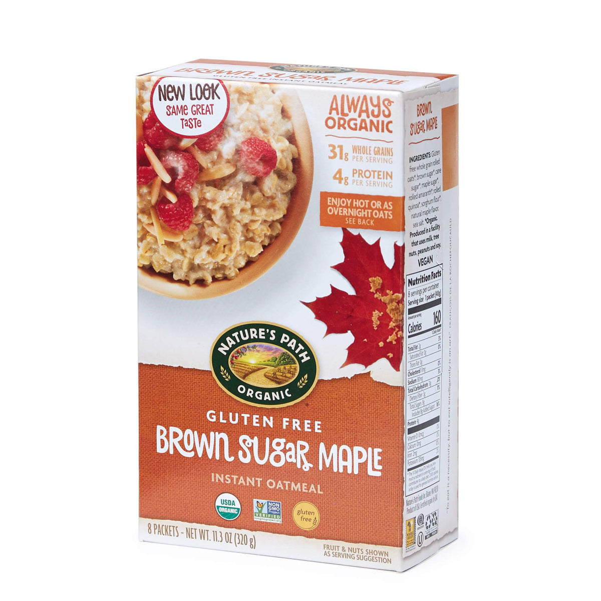 Organic Gluten Free Brown Sugar Maple Instant Oatmeal 32 Packet E7993