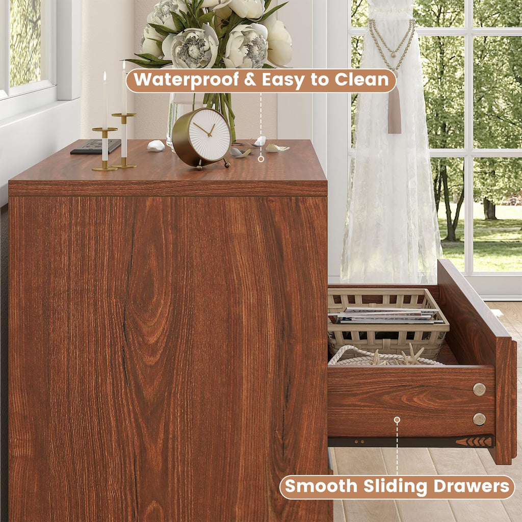 21.7" Wide Cherry Wood Nightstand with 2 Drawers J8797