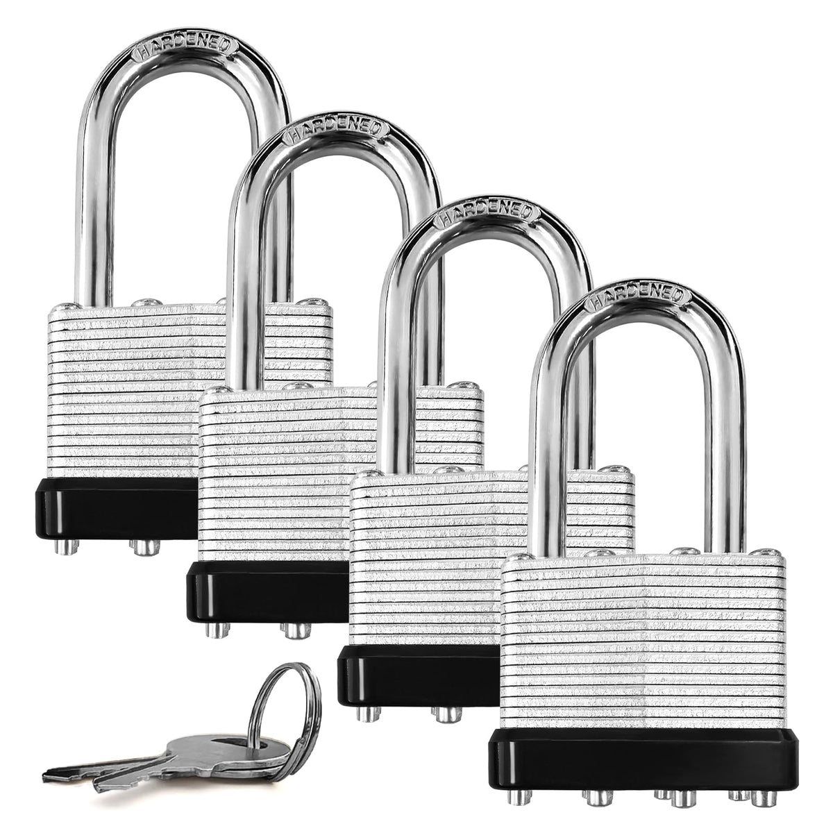 4 Pack Heavy Duty Laminated Padlocks with Same Key Q4472