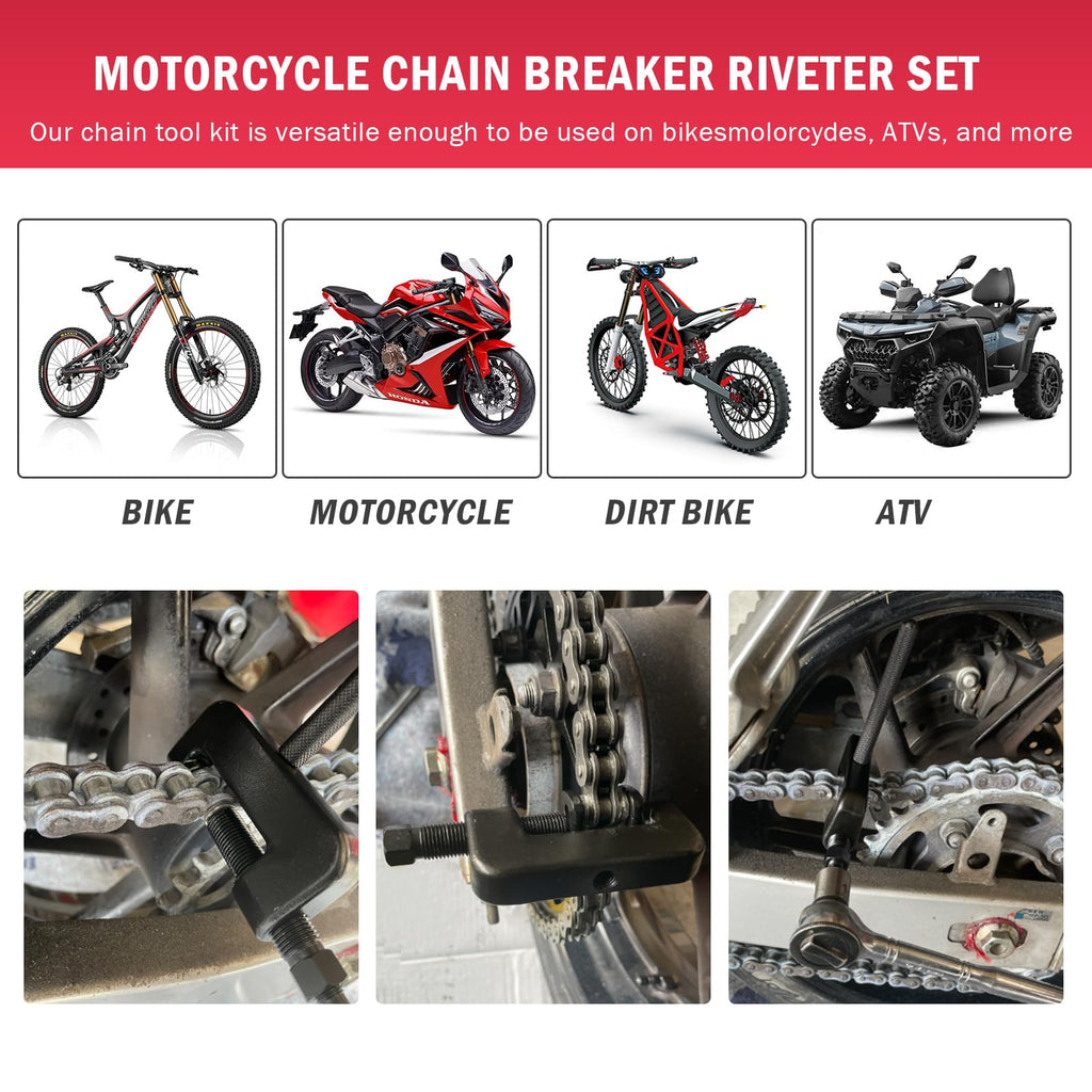 13 Pc Motorcycle Chain Breaker and Riveting Tool Kit D541884