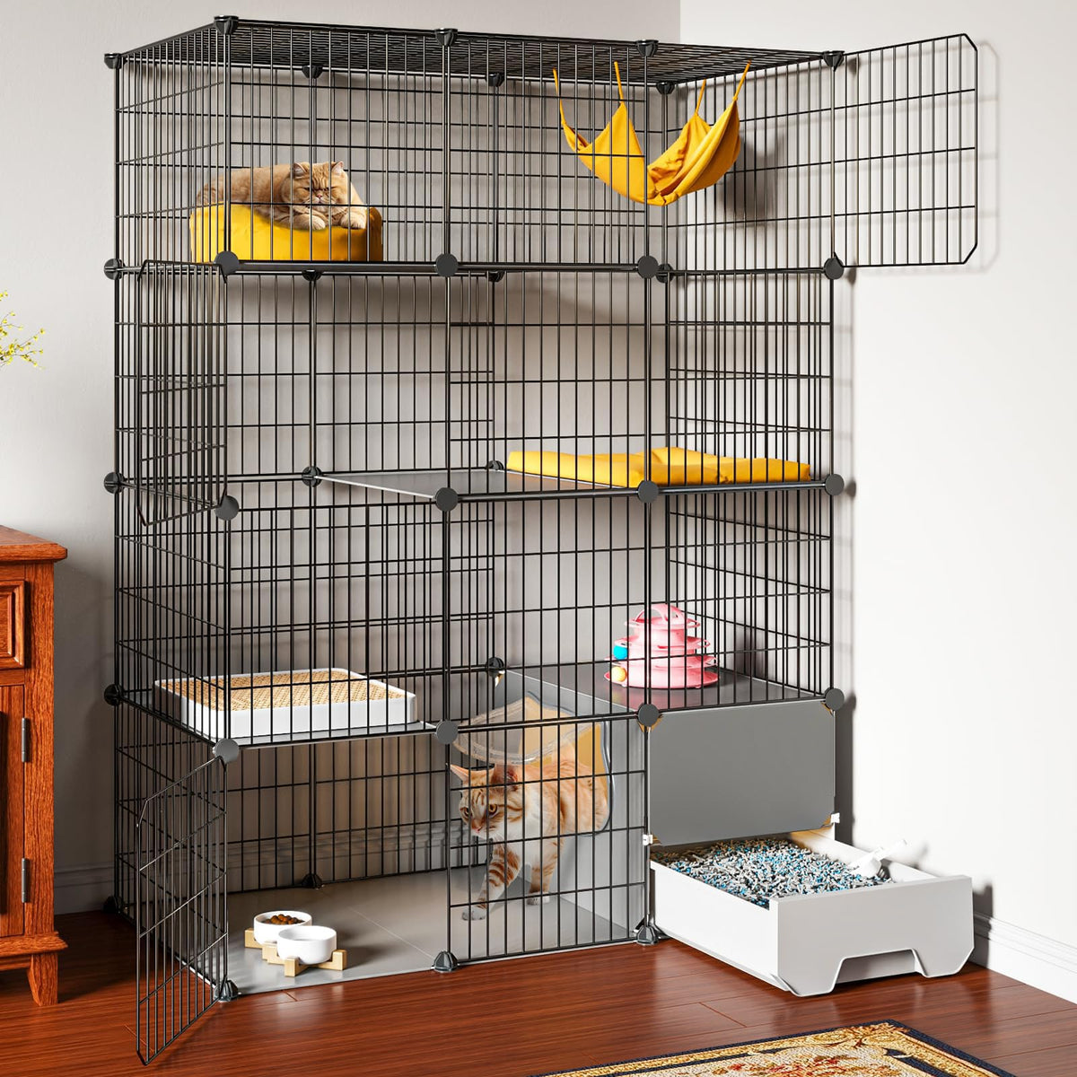Large 4-Tier Cat Cage with Litter Box D986936