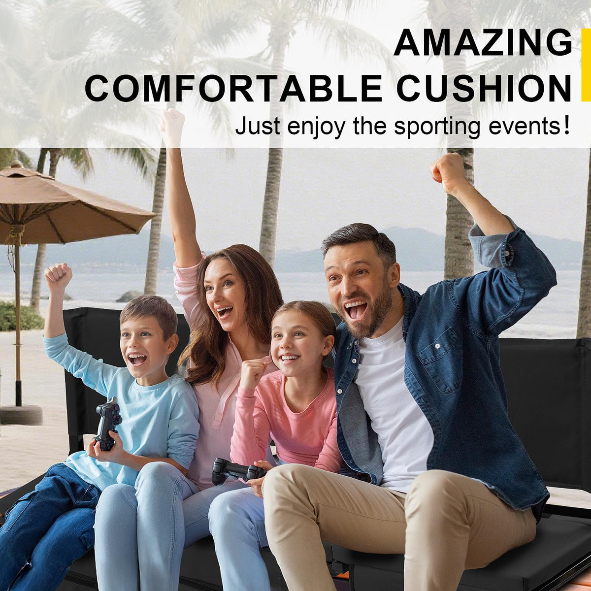Folding Bleacher Seat with Back Support and Cushion L283906