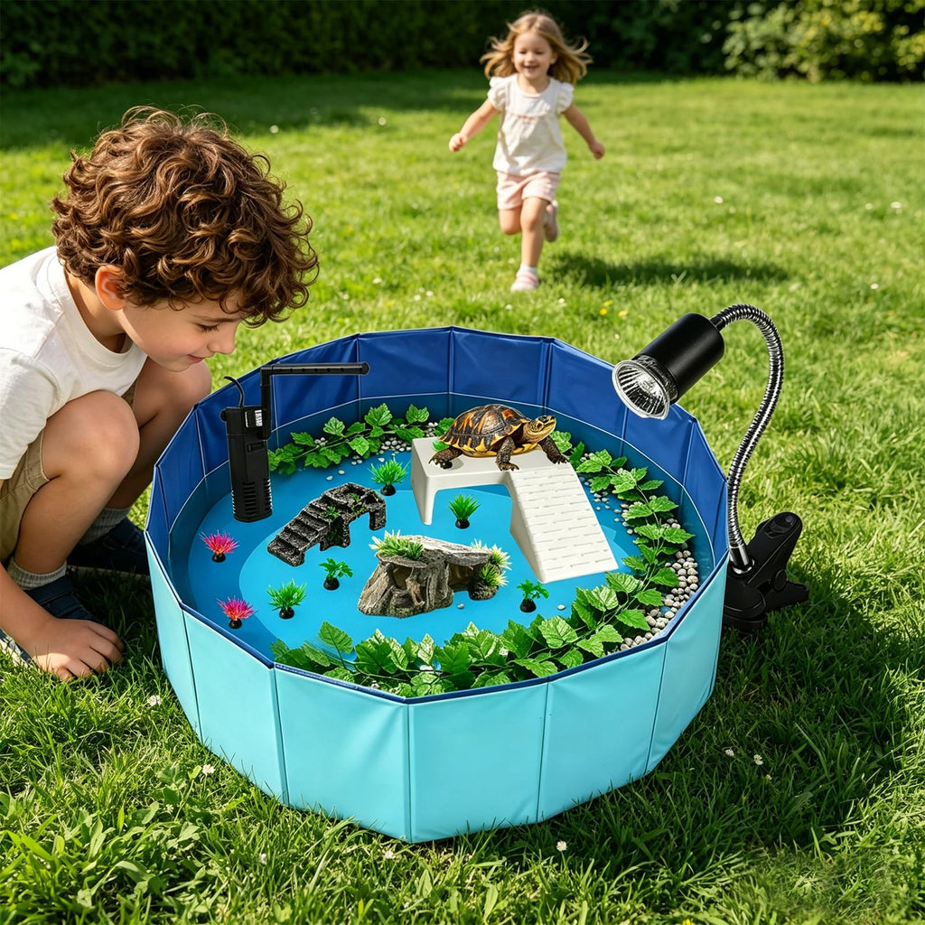22.8 inch Turtle Tank Habitat Kit with Basking Platform E998