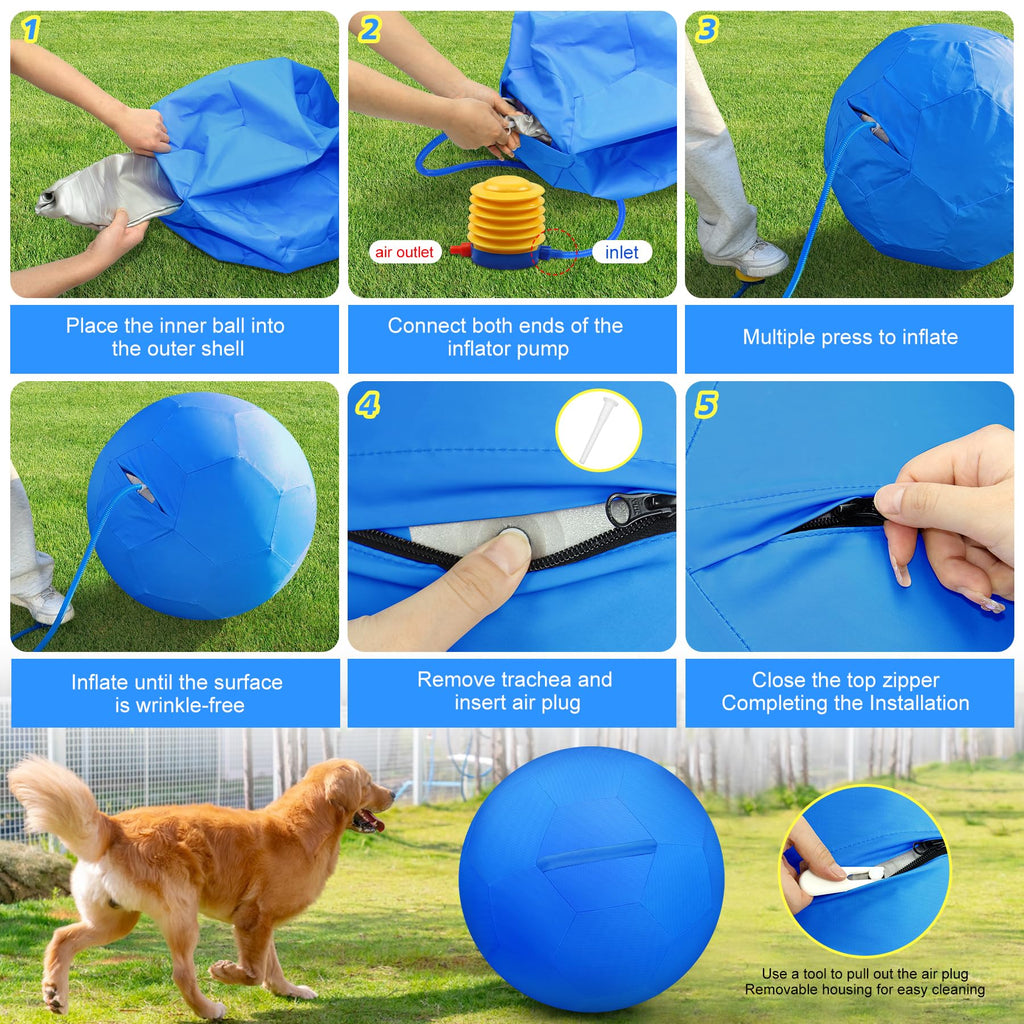 25" Waterproof Durable Dual-Layer Herding Ball for Dogs and Horses (Blue) H511056