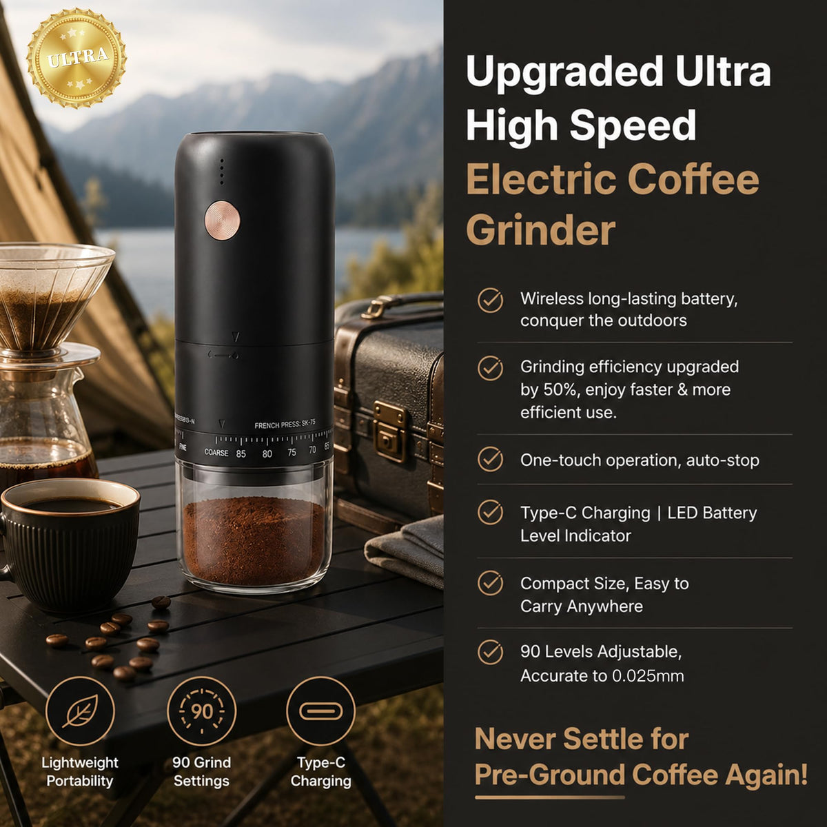 Portable Electric Burr Coffee Grinder H492