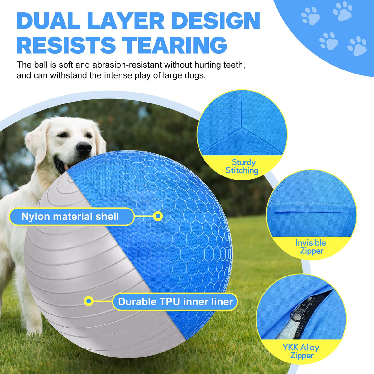 25" Waterproof Durable Dual-Layer Herding Ball for Dogs and Horses (Blue) H511056