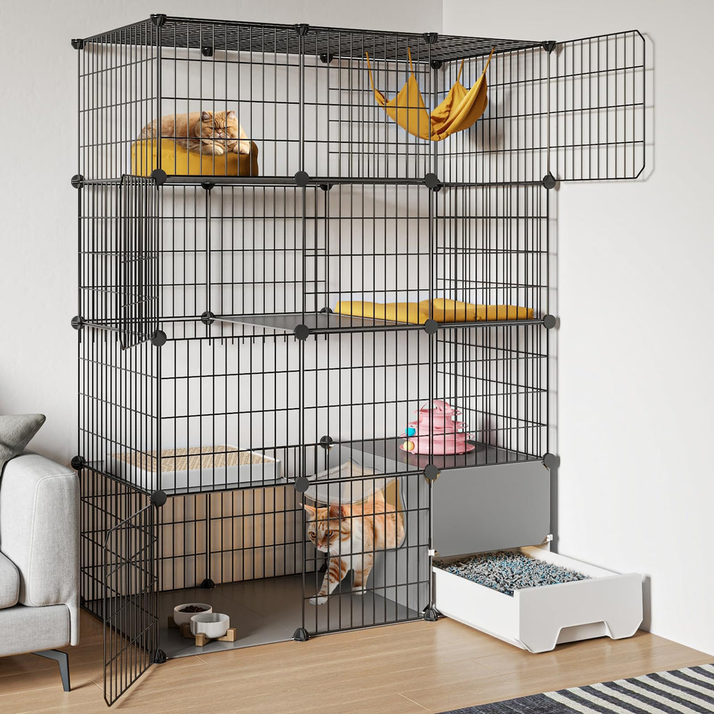 Large 4-Tier Cat Cage with Litter Box D986936