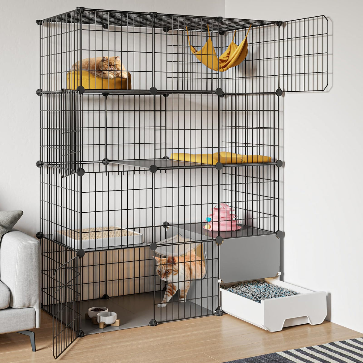 Large 4-Tier Cat Cage with Litter Box D986936