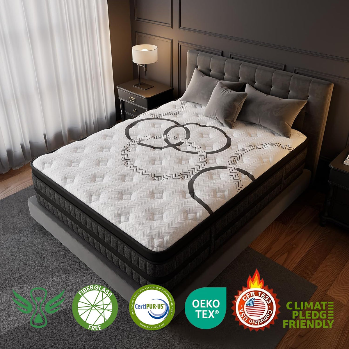 Queen 12 Inch Hybrid Euro Top Medium Firm Mattress G99399