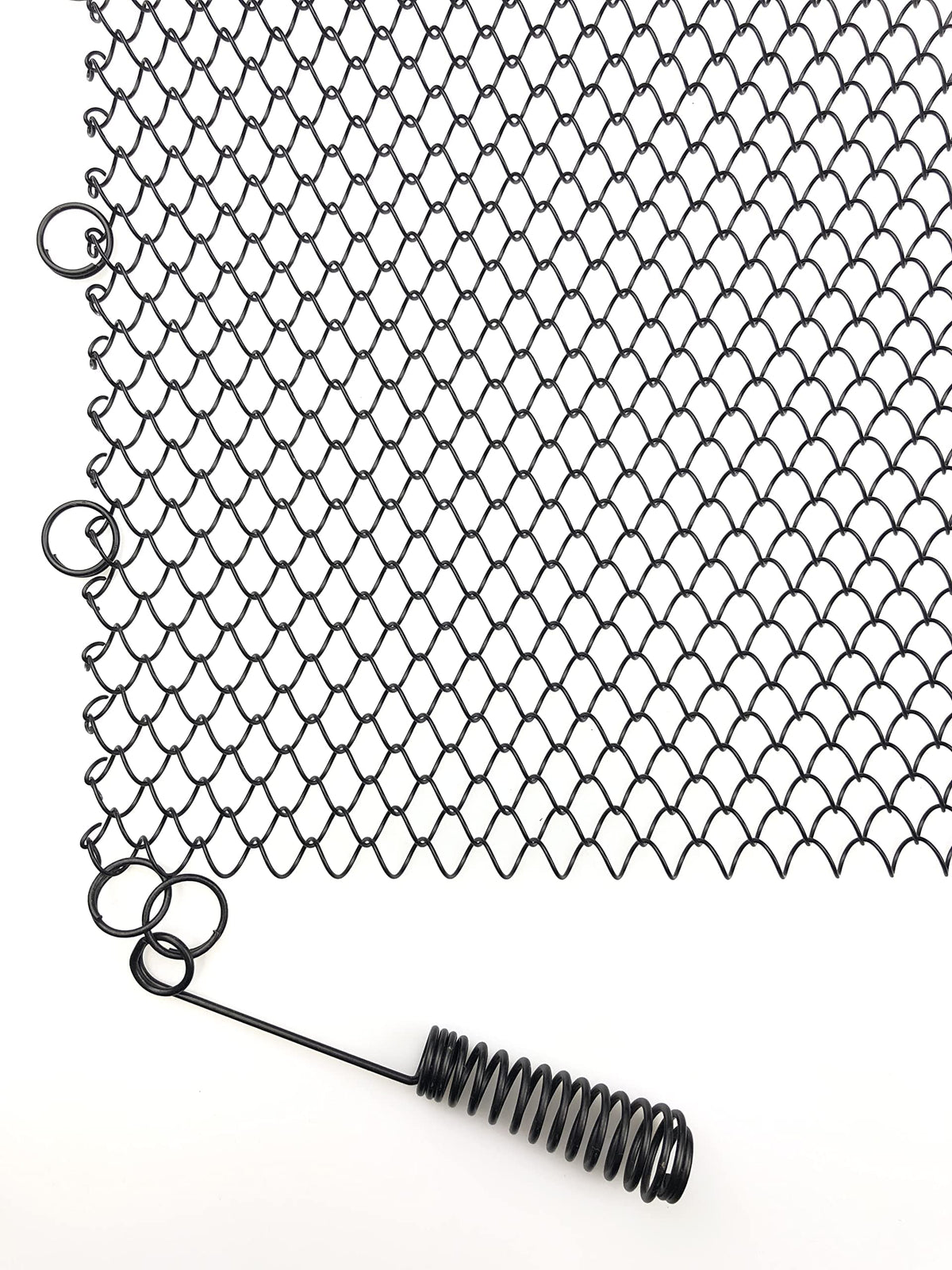 Black Fireplace Mesh Screen Curtain, Two Panels E69676