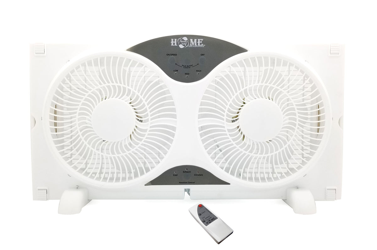 9" Twin Window Fan 3 Speed with Remote Control, White Z322129