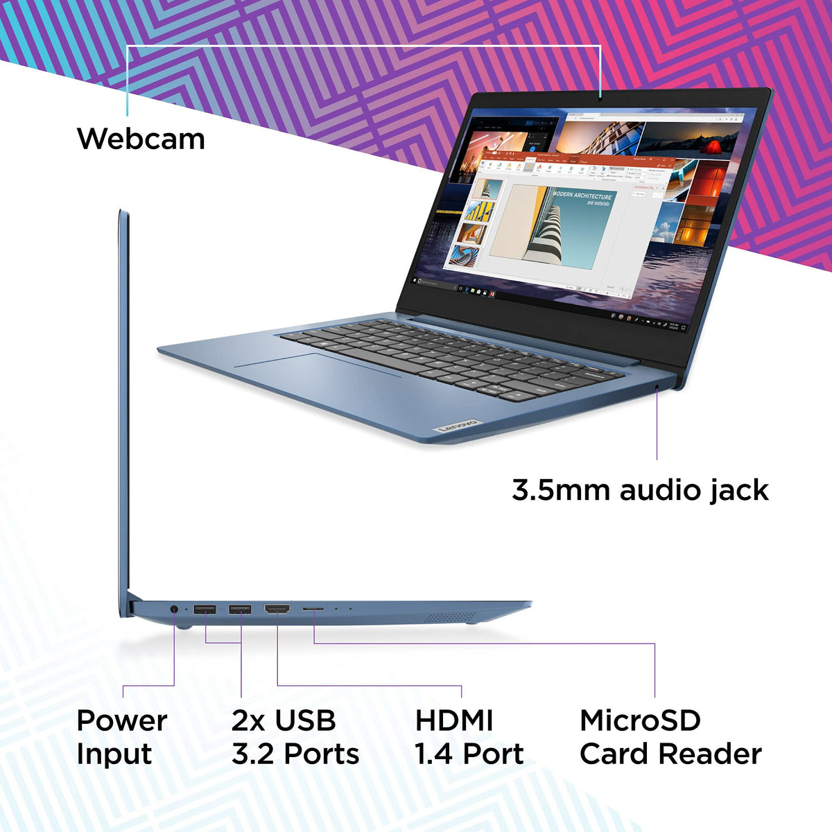 14" HD Laptop Intel Celeron N4020 4GB RAM 64GB Storage Ice Blue W914838