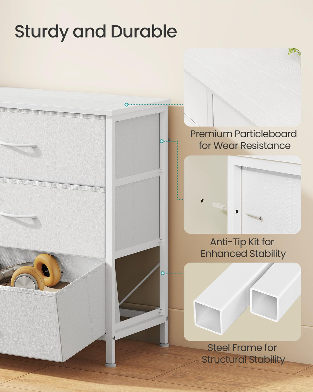 9 Fabric Drawers Dresser TV Stand R8697