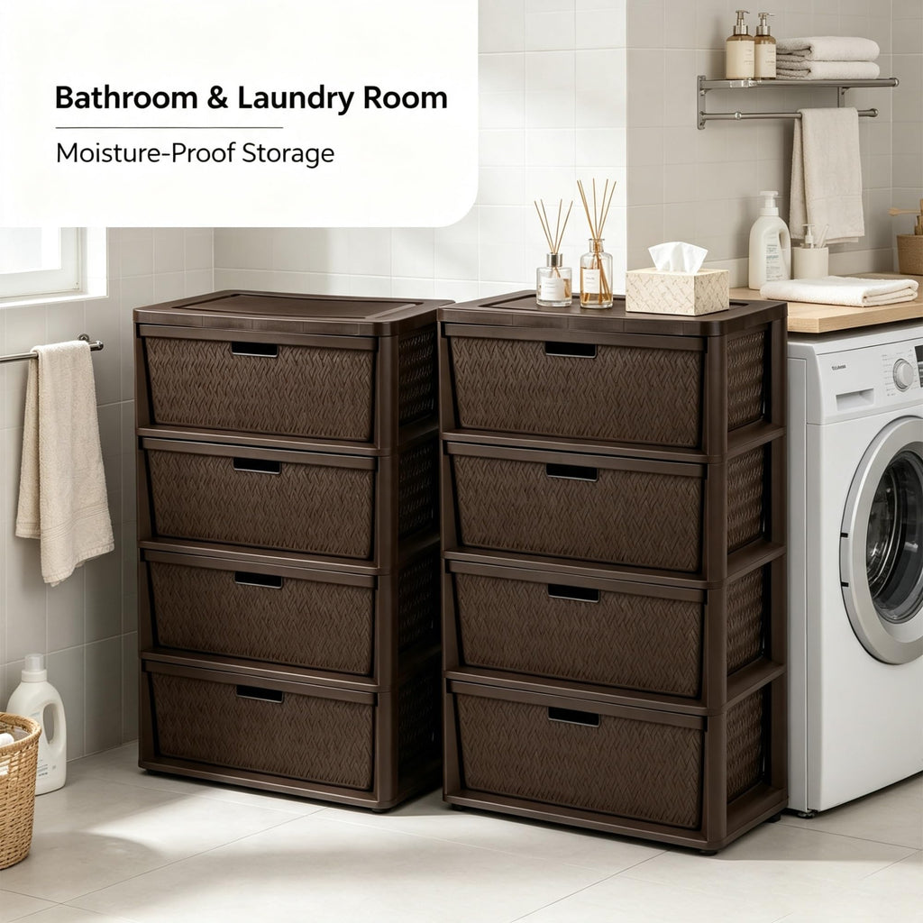 2 Pack Wide 4 Drawer Plastic Storage Tower E4905
