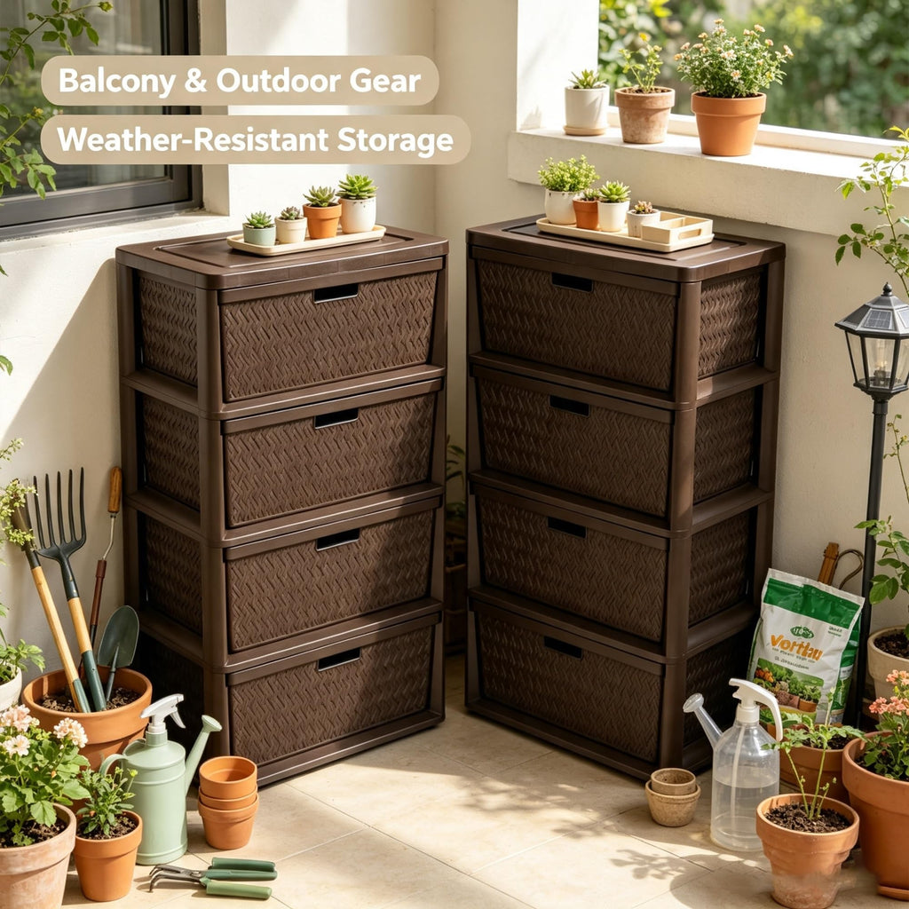 2 Pack Wide 4 Drawer Plastic Storage Tower E4905