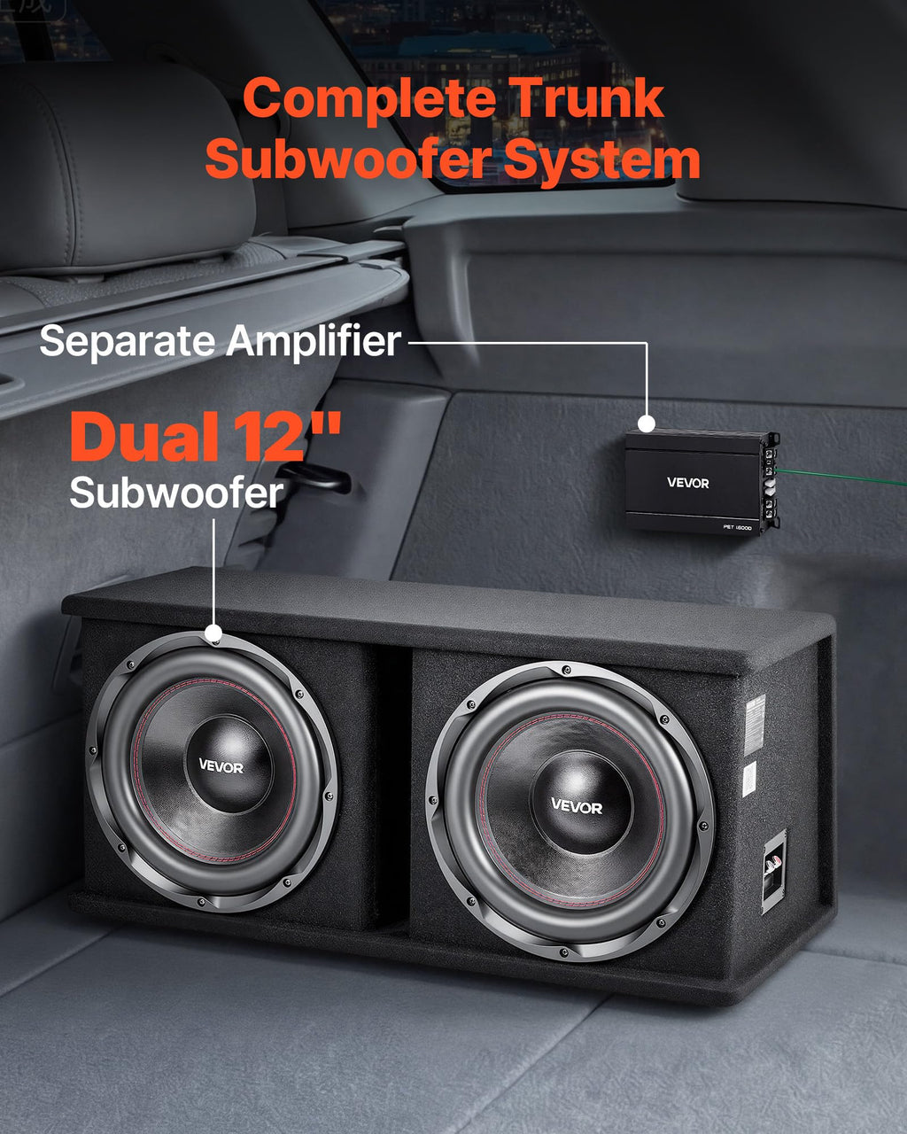 Dual 12" Enclosed Powered Subwoofer with Amplifier D63087