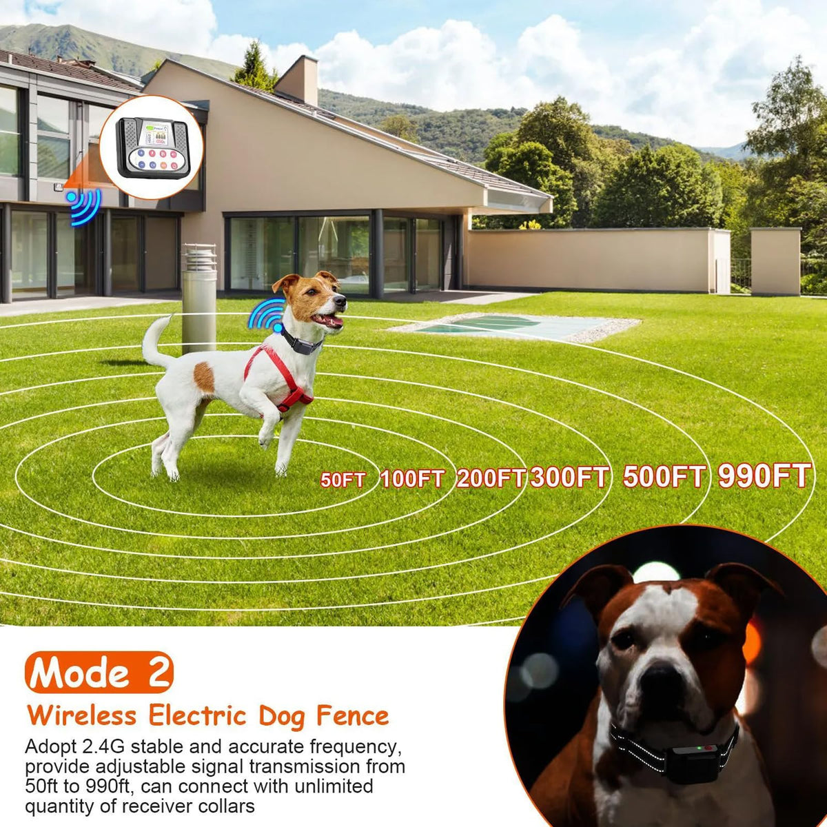 Wireless Dog Fence & Electric Training Collar with Remote C1730