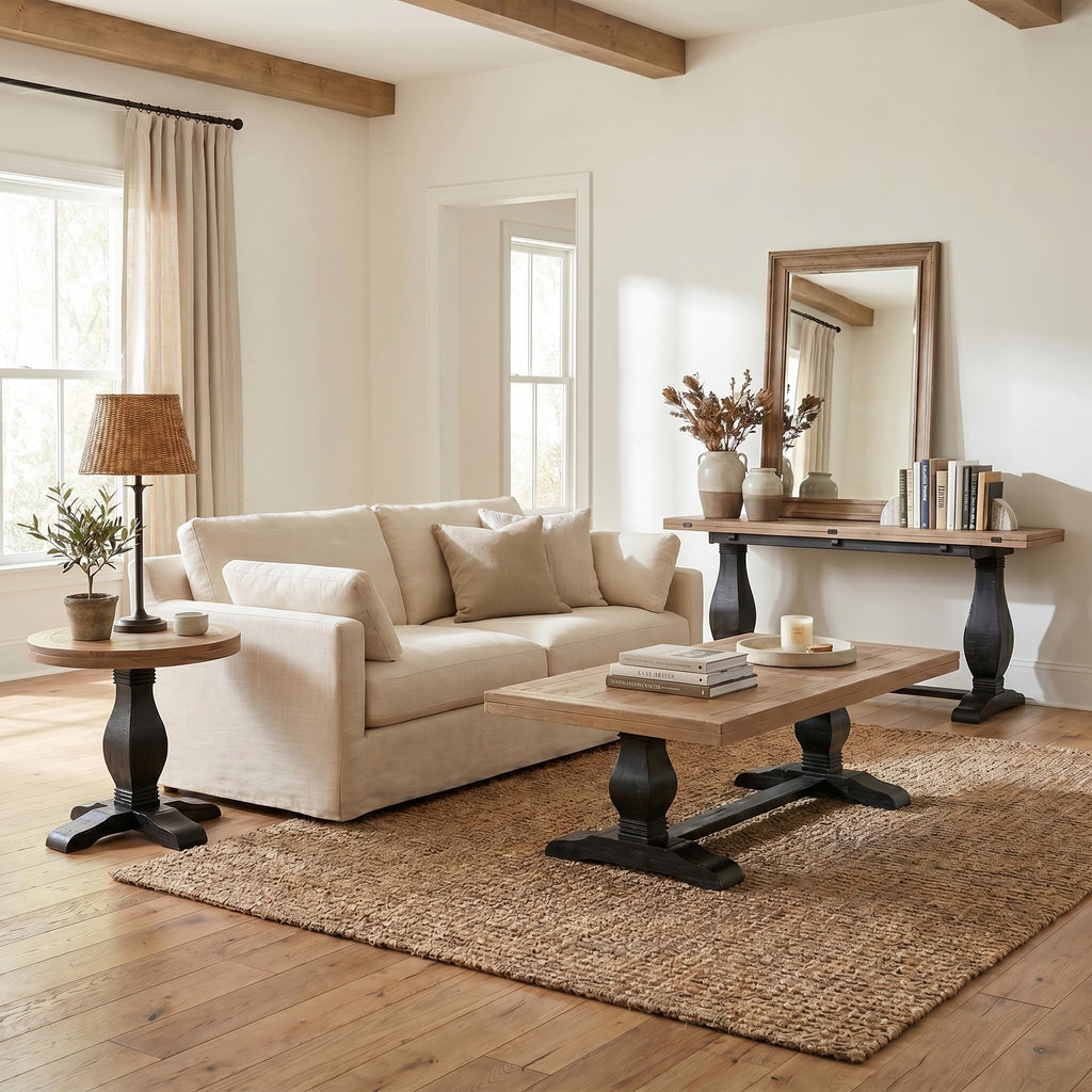 Solid Wood Coffee Table, Black and Driftwood T340