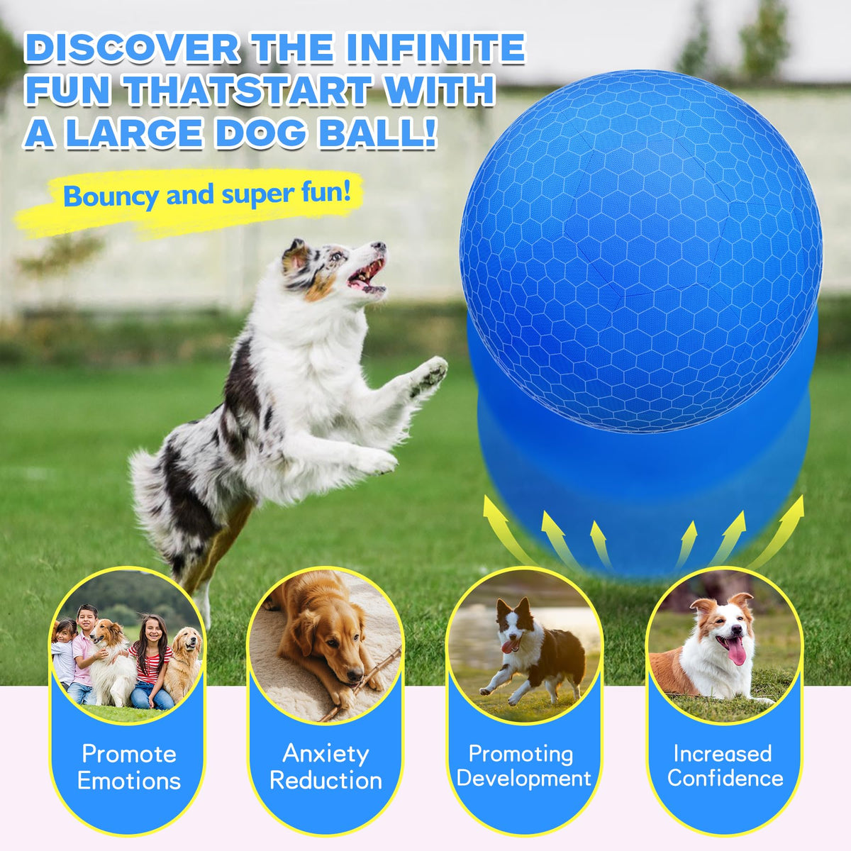 25" Waterproof Durable Dual-Layer Herding Ball for Dogs and Horses (Blue) H511056