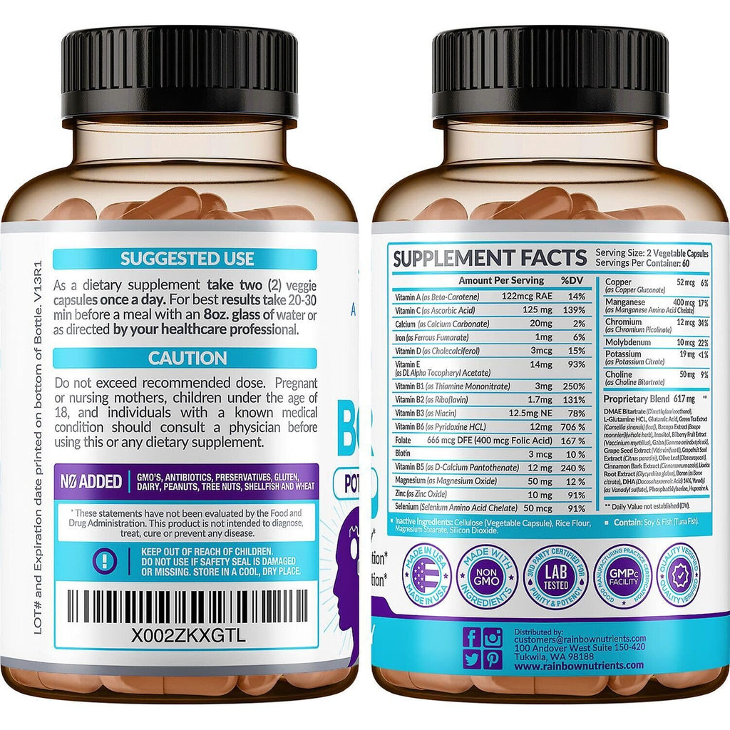 120 V Capsules Brain Support Supplement with DMAE R235