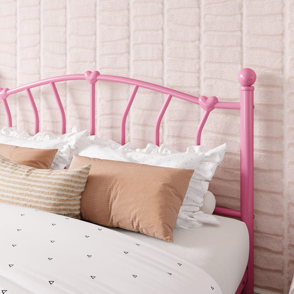 Full Size Pink Metal Platform Bed Frame O184333