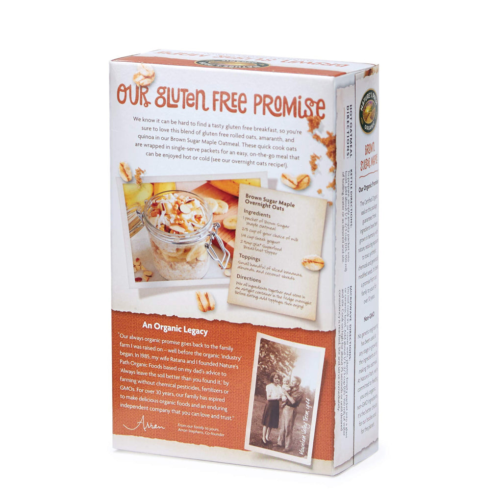 Organic Gluten Free Brown Sugar Maple Instant Oatmeal 32 Packet E7993