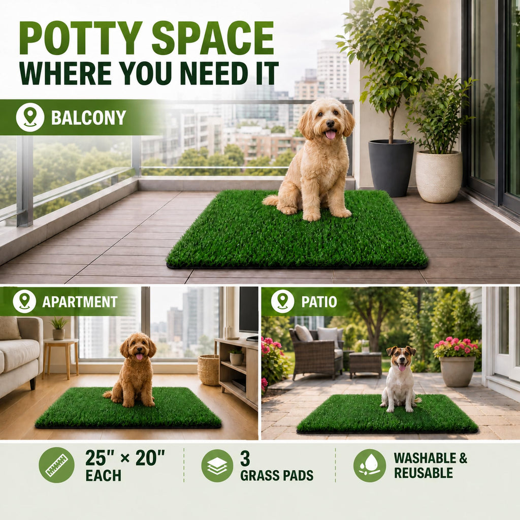 Dog Potty Grass Pads, 3 Pack, 25 x 20 in Replacement Turf T850499