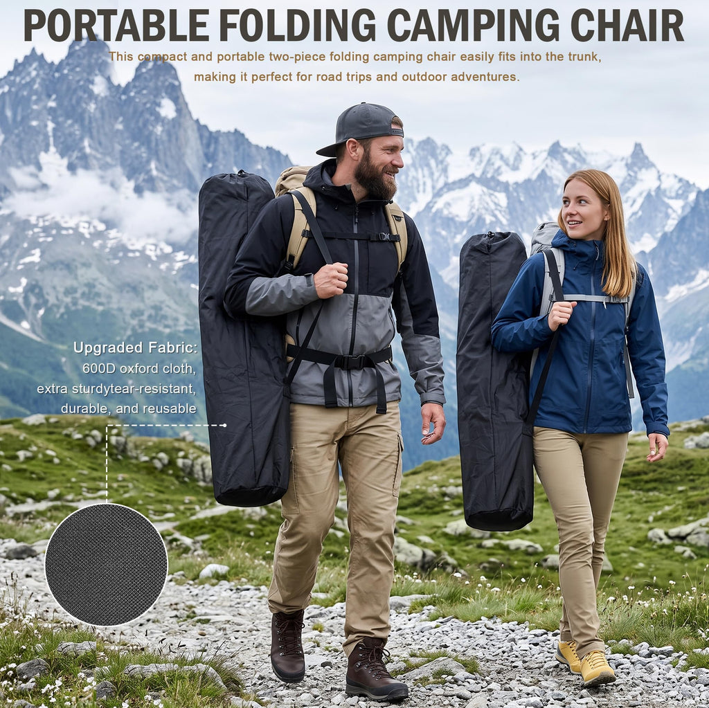 2 Pack Green Folding Camping Chair with Cup Holder and Storage Bag B964027