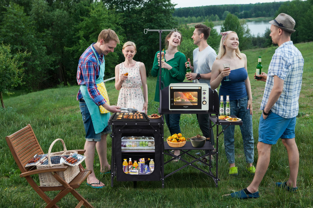 Black Portable Folding Camping Table S95432