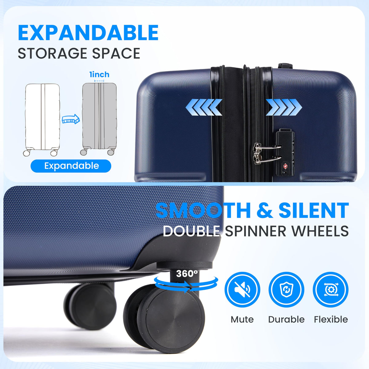 20 Inch Expandable Hardside Carry On with Spinner Wheels Blue A881750