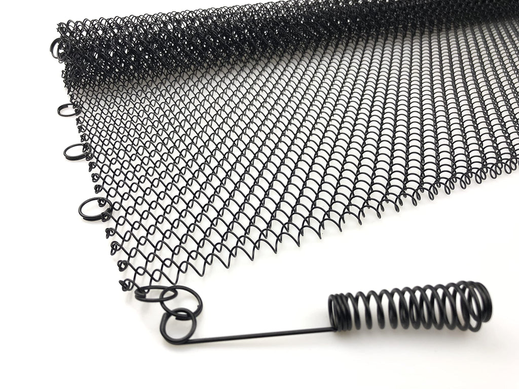 Black Fireplace Mesh Screen Curtain, Two Panels E69676