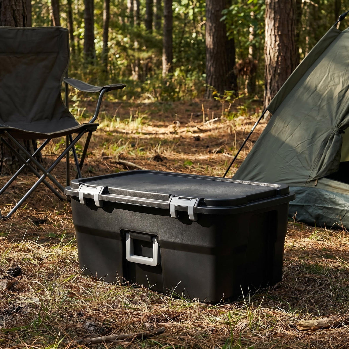 22 Gallon Black Wheeled Plastic Storage Trunk F213015