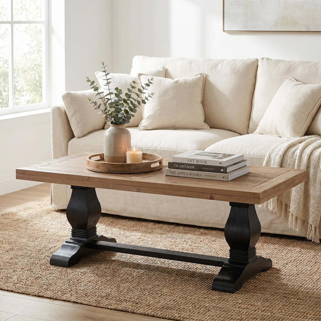 Solid Wood Coffee Table, Black and Driftwood T340