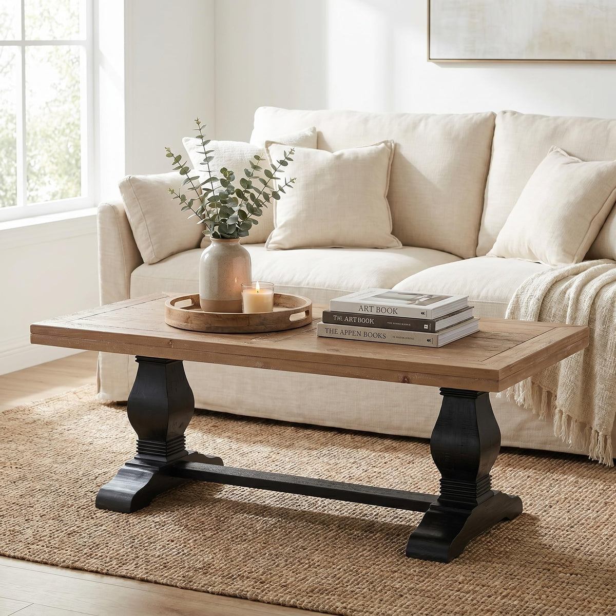 Solid Wood Coffee Table, Black and Driftwood T340