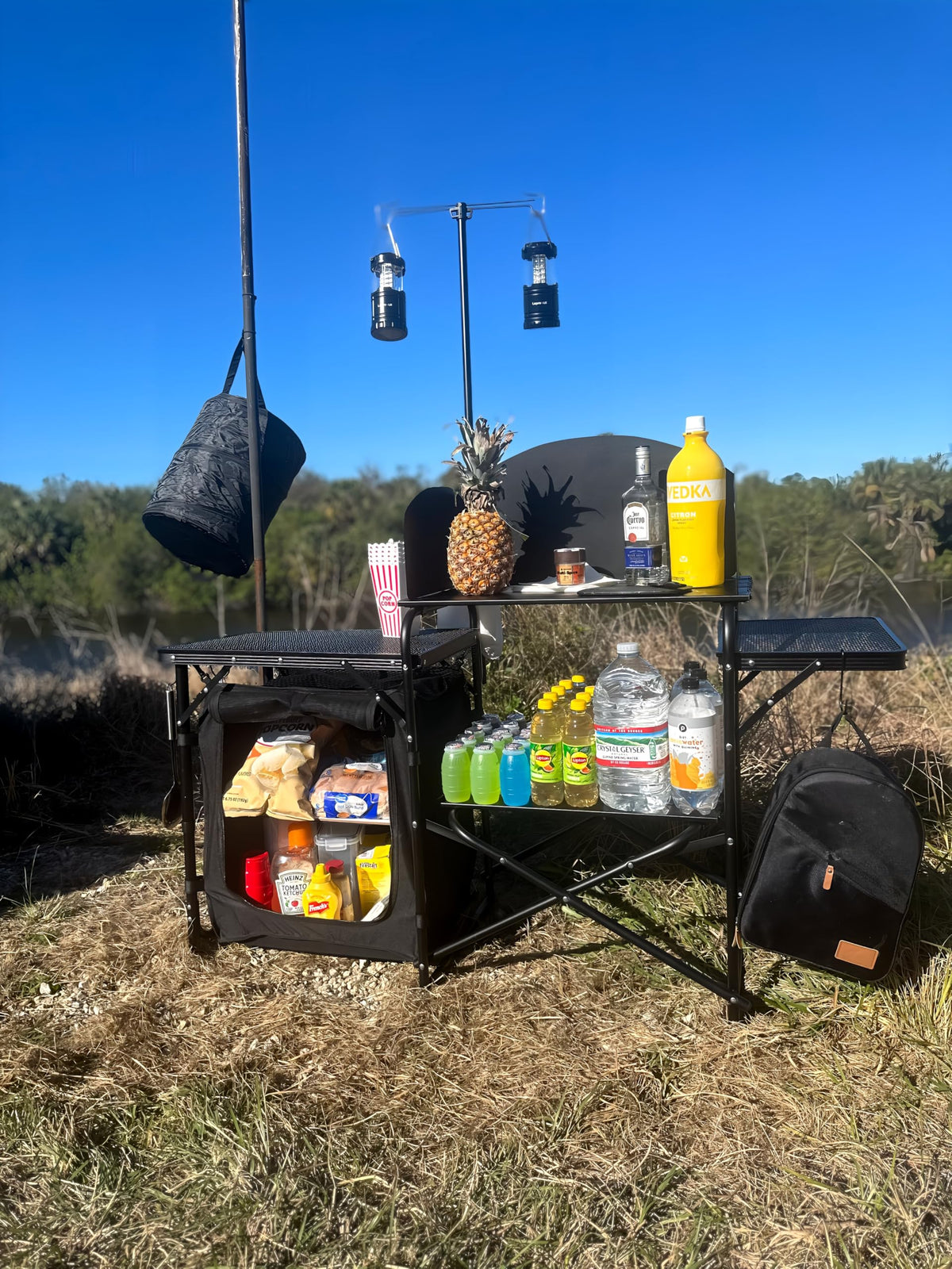 Black Portable Folding Camping Table S95432